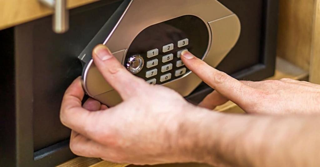 person getting into a safe