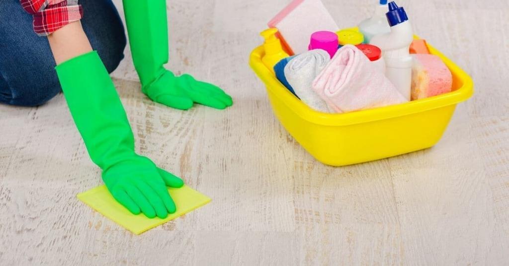 cleaning the floor