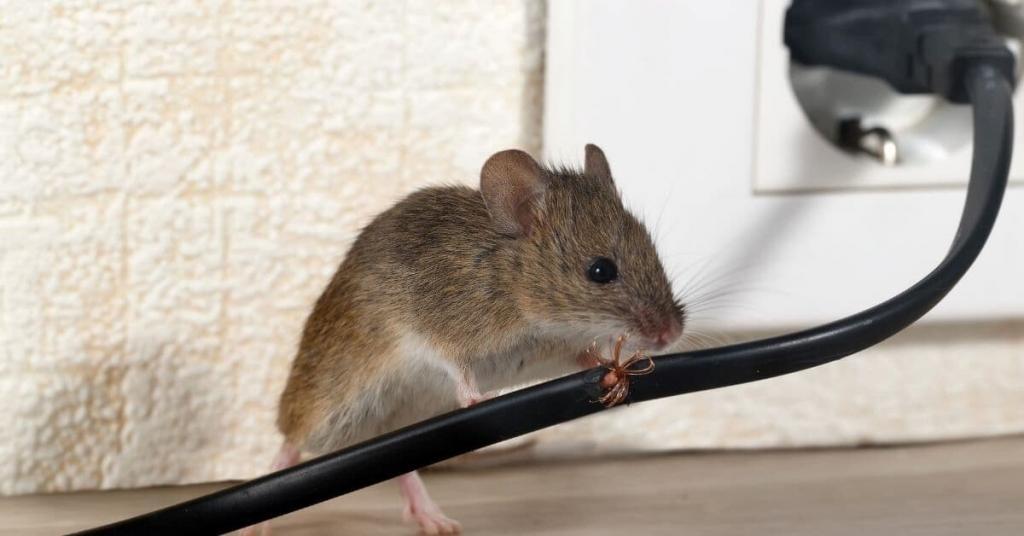 mouse chewing a wire
