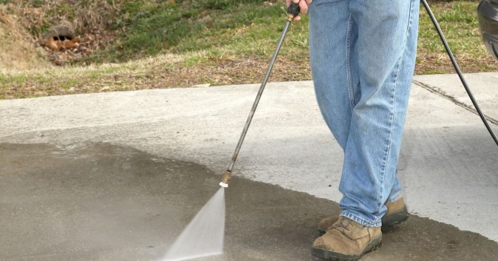 cleaning the driveway